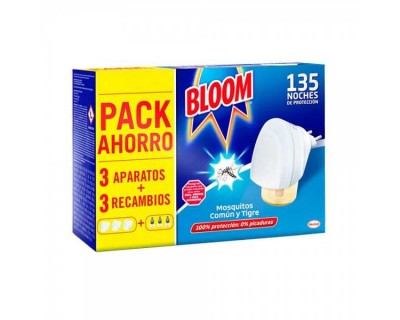 INSECTICIDA ELECTRICO BLOOM MAX 3 APA. + 3 RECAMBIOS